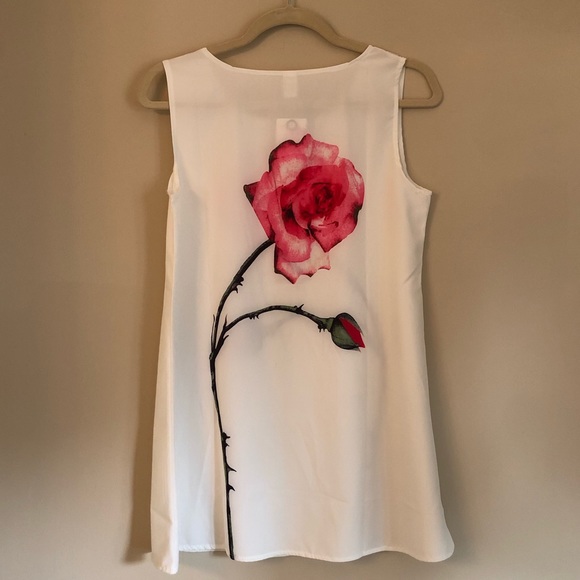 MICRO LIGHT white and pink rose dress size medium - Picture 6 of 7